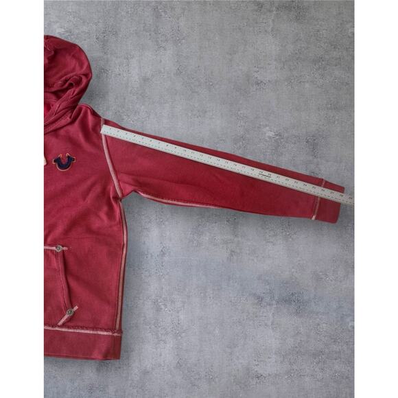 Vtg True Religion Embroidered Big Logo Zip Hoodie Retro Size XXL Red Y2K RARE - Picture 5 of 9